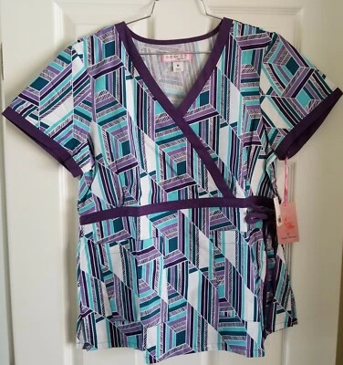 Koi Nursing Scrub Print Top 115PR-LOG (Logic) by Kathy Peterson Size S - Image 1 of 3