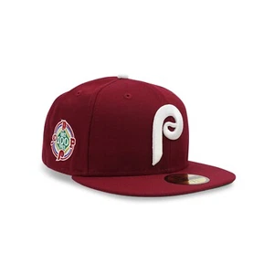Philadelphia Phillies New Era 1983 100 aniversario Gorra ajustada Patch Granate 5950 - Imagen 1 de 6