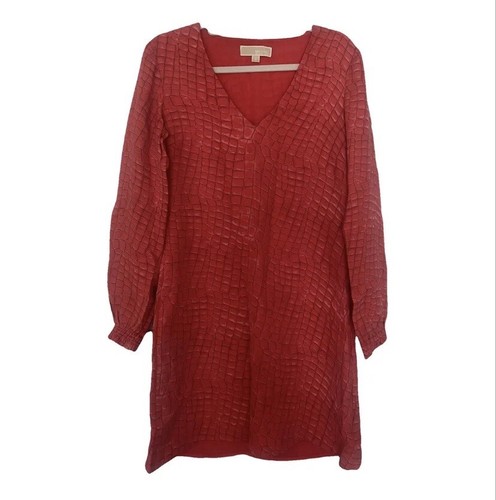 Mini Abito Michael Kors pura seta rosso rosa motivo astratto