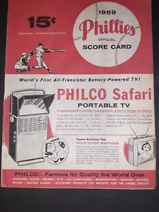 PHILADELPHIA PHILLIES 1959 SCORECARD MARKED - MAYS, MCCOVEY - Picture 1 of 2