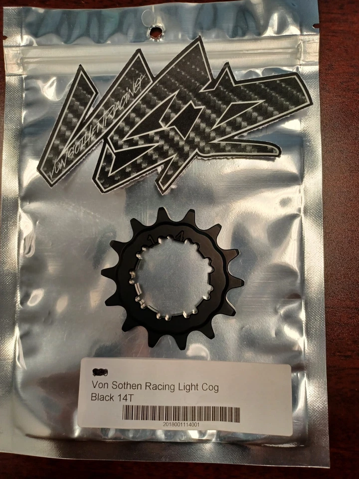 VON SOTHEN VSR LITE BMX SINGLE SPEED ALUMINUM COG 1/2" x 3/32" x 14T BLACK - Image 1 of 1