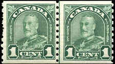 1931 Mint NH Canada LINE PAIR 1c F Scott #179i KG Arch/Leaf Coil Stamps