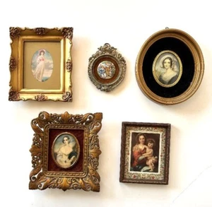 Lot of 5 ornate framed Victorian and Florentine art Wall Hangings gallery wall - Picture 1 of 5