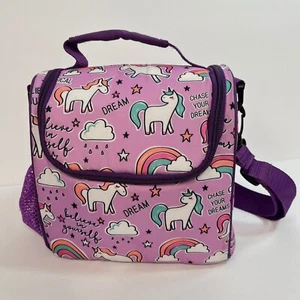 FIT & FRESH Unicorn Doodle Insulated Lunch Bag Box With 2 Ice Packs - Picture 1 of 12