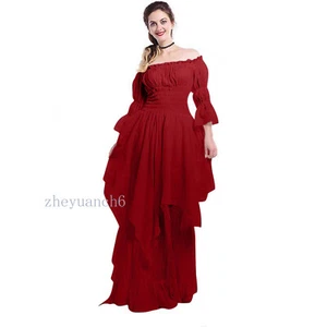 Lace Flared Sleeve Vintage Gothic Dress Cosplay Victorian Renaissance Costume - Picture 1 of 12