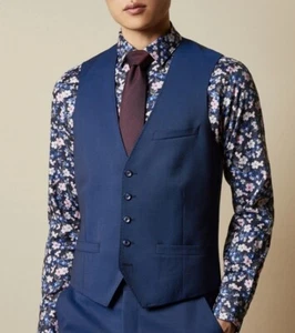 NWT Ted Baker Men's Francw Debonair Wool Waistcoat Navy Size 36R $195 G622 - Picture 1 of 5
