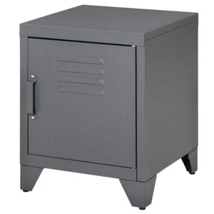 HOMCOM Nightstand 15.75"x19.75" Metal Frame Grey w/ Adjustable Shelf Storage - Picture 1 of 8
