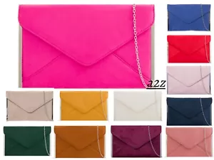 Women's Suede Velvet Leather Clutch bag Chain Prom Party Wedding Evening Handbag - Picture 1 of 22