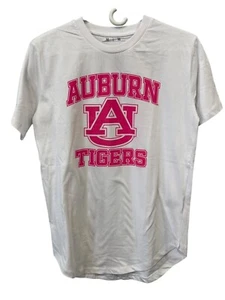Pressbox Auburn Tigers Short Sleeve Graphic Tee Womens M Crewneck White Pink NEW - Picture 1 of 6