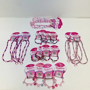 Set Favore e Vestiti Principessa Party 12 Collane 12 Bracciali Rosa - Foto 1 di 7