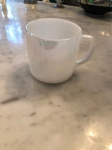 VINTAGE FEDERAL GLASS IRIDESCENT WHITE SHEEN COFFEE CUP MUG OPALESCENT - Picture 1 of 7