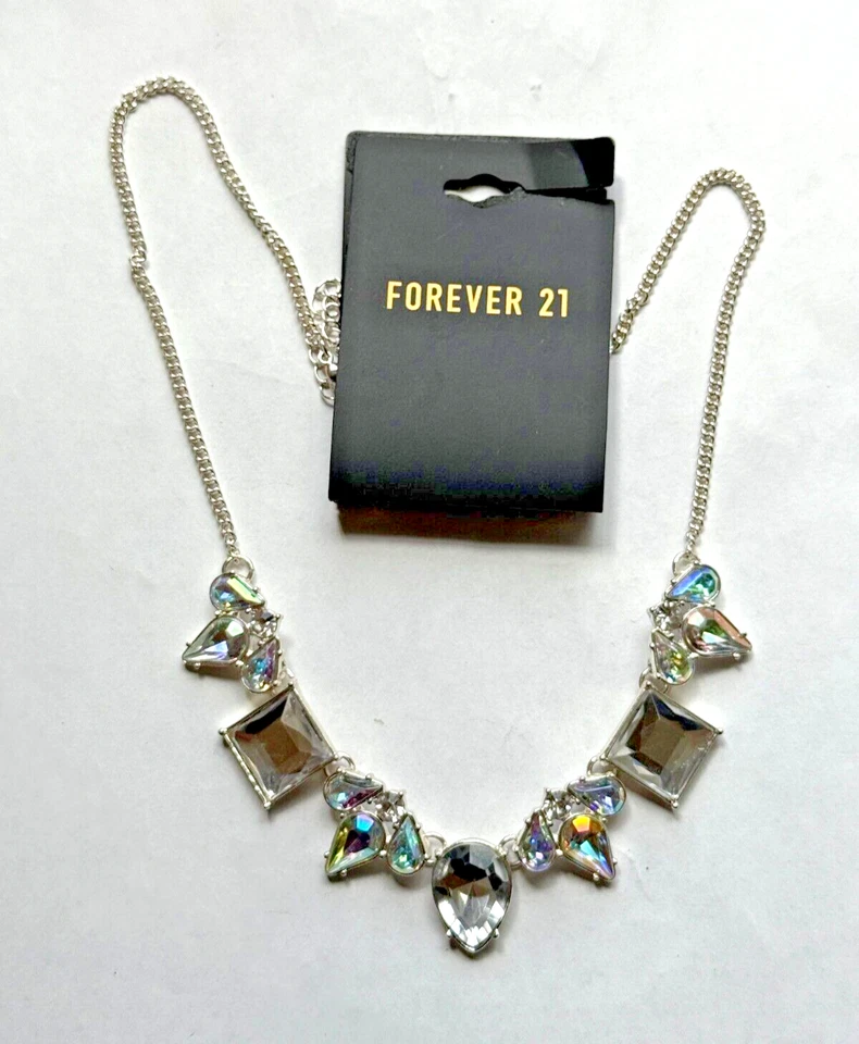 COLLAR GARGANTILLA CADENA CRISTAL TONO PLATA ÚNICO NUEVO2390 Foto 1 de 1