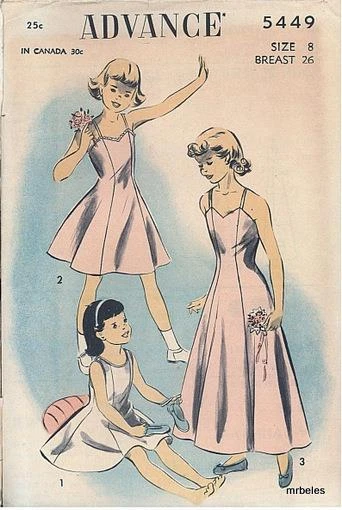 Vintage Advance 5449 Short and Long Slip  Sewing Pattern Girls Size 8 - Image 1 of 1