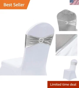 Set of 50 Stamping Silver Stretch Chair Sashes - Easy Decor Solution for Events - Picture 1 of 11