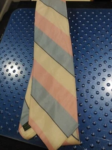 Vintage Neil Martin Pink/white/baby Blue Necktie Men's Tie 100% Silk USA - Picture 1 of 3