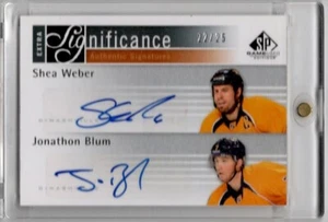 2011-12 SP Game Used Extra Significance Shea Weber & Jonathon Blum Auto #22/25 - Picture 1 of 2