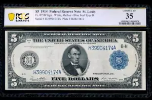 AC Fr 875b 1914 $5 Saint Louis FRN PCGS 35 - Picture 1 of 2