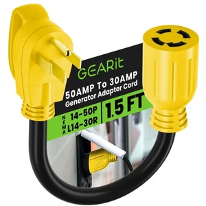 Cable adaptador interruptor transferencia generador bloqueo 4 clavijas 50 amperios a 30 amperios, 50 amperios - Imagen 1 de 6