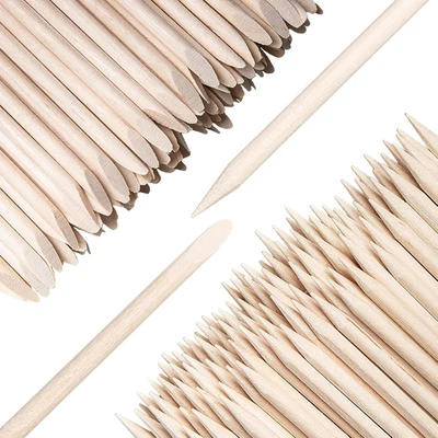 200 piezas palos de madera naranja para uñas, empuje de cutícula de madera de doble cara de 4,5 pulgadas Foto 1 de 4