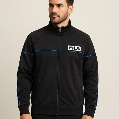 Fila Sport Track Jacket Italia Coat Black Green Red and White Stripes Size L - Image 1 of 4