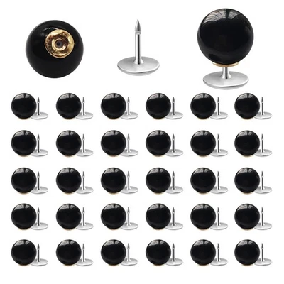 30 Sets 10mm No Sew Black Pearl Buttons Brooch Pins Pearl Rivets No Tools Det... - Image 1 of 4