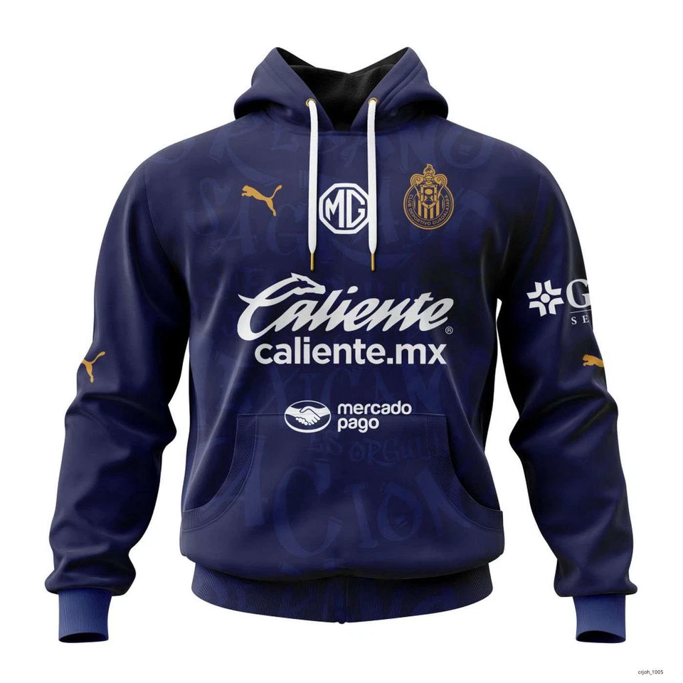 UNBRAND Personalized LIGA MX Chivas Guadalajara Hoodie 2024-2025 Third Mexican Soccer