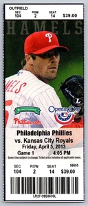 Boleto de apertura en casa de la MLB de los Kansas City Royals @ Philadelphia Phillies 4/5/2013 - Imagen 1 de 2