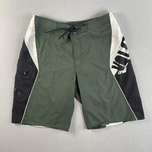 Volcom Board Shorts Mens 32 Green Swim Trunks Zipper Grunge Y2K - Picture 1 of 17