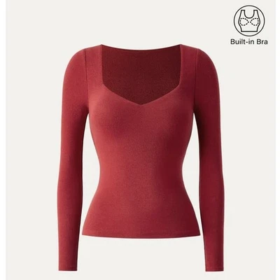 OGL LiteWarm Eco-Mousse Sweetheart Neck Slim Brami Top Women's M Christmas Red - Image 1 of 4