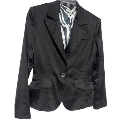 Chaqueta Blazer Esmoquin Cache Negra Talla 12 Sedosa Sastre Semi Formal Chic Glam Lux  Foto 1 de 4