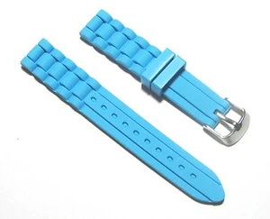 New 18mm Silicone Rubber Watch Band Strap - Light Blue - Foto 1 di 2