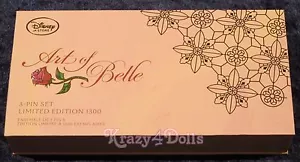 Disney Art of Belle Beauty and The Beast Limited Edition Boxed Pin Set of 3 New! - Picture 1 of 4