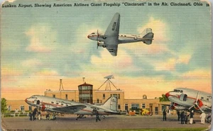 Vintage OH Postcard Lunken Airport American Airlines Airplane Cincinnati 1948 - Picture 1 of 3