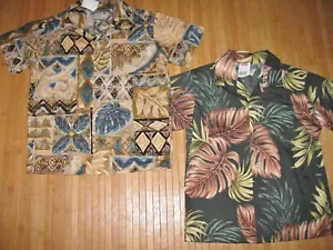 LOT of 2 HINALEA Boys Shirt HAWAIIAN Size 6 Cotton TAPA and MONSTERA Leaves NWT - Picture 1 of 4
