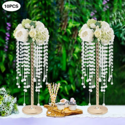 Centros de mesa con soporte de flores de cristal de 10 piezas para boda soporte de flores doradas Foto 1 de 4