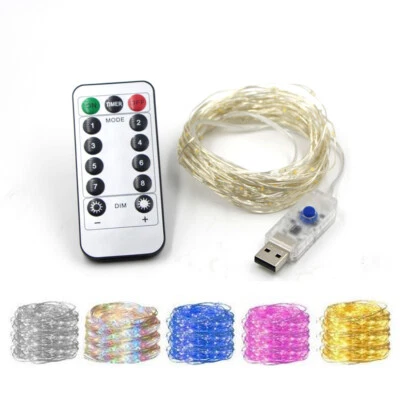 USB 20m LED String Fairy Lights Copper Wire Twinkle USB Wedding Party w/ Remote - Image 1 of 4