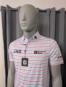 FootJoy Tour Issued Golf Polo Owned By Will Zalatoris Mens Small Striped - Picture 1 of 10