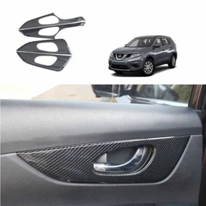 Carbon Fiber look Inner Door Handle Frame Cover Trim for Nissan Rogue 2014-2020 - Imagen 1 de 8