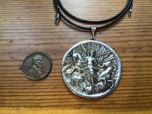 Massiver schwerer Sterlingsilber Göttin Aurora Mythologie Anhänger 20" Halskette groß - Bild 1 von 5
