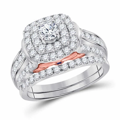 14kt White Gold Round Diamond Bridal Wedding Ring Band Set 2 Ctw - Image 1 of 2