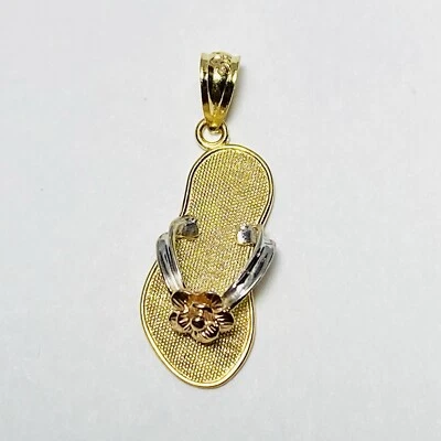 Michael Anthony 14K Tri Tono Oro Chanclas Zapatilla Flor Colgante 1.10g Foto 1 de 4
