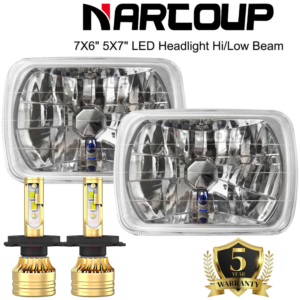 DOT For Chevrolet Monte Carlo 1978 1979 2Pcs 7x6in LED Headlights Hi-Lo Beam DRL Foto 1 de 4