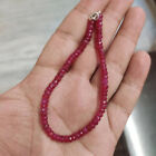 Natural Dyed Ruby Beads Bracelet 925 Sterling Silver Fish Lock With Chain