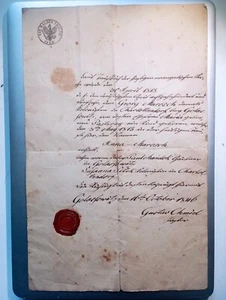 Antique Marriage Document 1815 / 1846 – Manuscript, Wax Sea, Silesia, Prussia - Picture 1 of 9