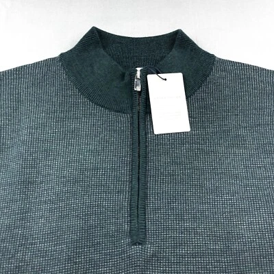 Peter Millar Crown Wool Birdseye Quarter Zip Pullover Sweater Balsam Medium $275 - Image 1 of 4