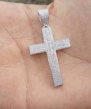 Religious Cross Diamond Pendant 4TCW Crucifix Pendant 14kt White Gold Over