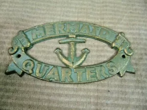 Cast Iron MERMAID QUARTERS Plaque Sign Sea Anchor Nautical Beach Ocean - Picture 1 of 6