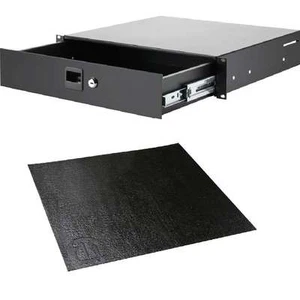 2 HE 19" Stahl Rackschublade Adam Hall 87402 incl. Anti-Rutschmatte Nonsplip NEU - Bild 1 von 12