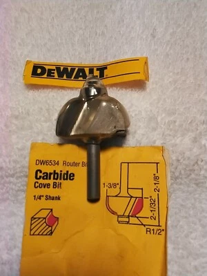 DEWALT  DW 6534 CARBITE ROUTER BIT  1/4" COVE  BIT   - Image 1 of 4