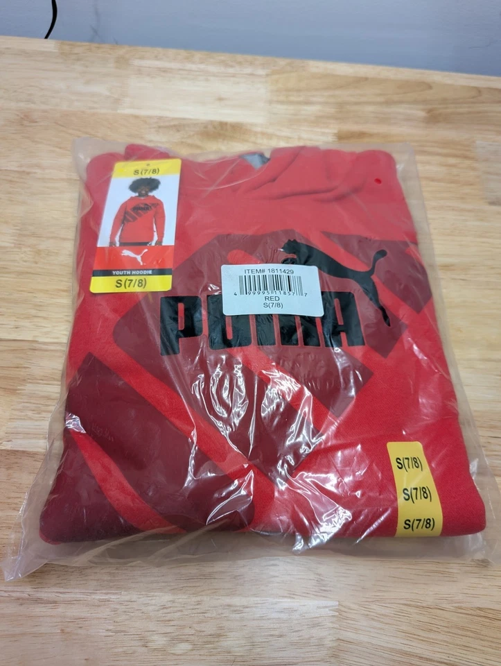 NUEVA PUMA Jóvenes Niños Sudadera con Capucha Sudadera Roja ENVÍO RÁPIDO Foto 1 de 1
